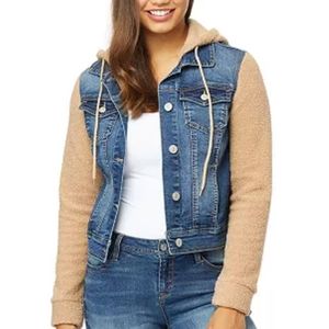 Sherpa Hooded Denim Jean Jacket
